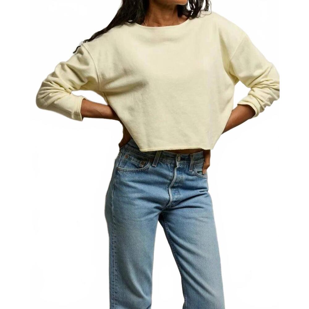 NEW PERFECTWHITETEE briana french terry top in custard